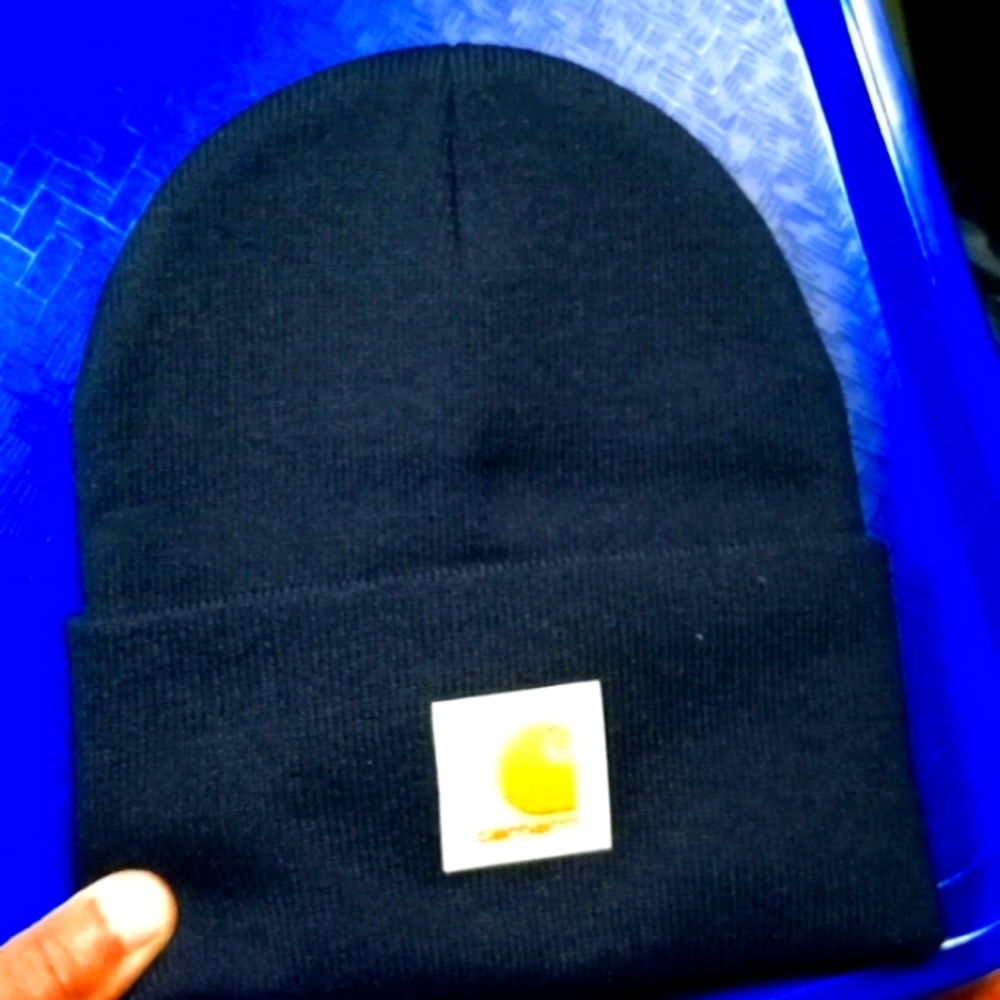 Carhartt Beanie Men's, Navy Blue,NWT, Rubber Logo Patch